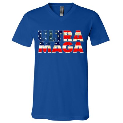 Ultra Maga USA American Flag V-Neck T-Shirt