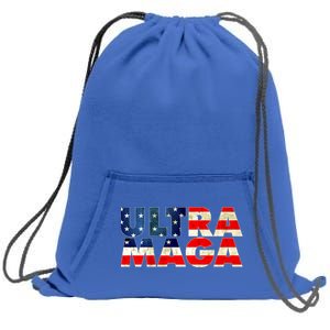 Ultra Maga USA American Flag Sweatshirt Cinch Pack Bag