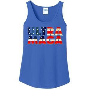 Ultra Maga USA American Flag Ladies Essential Tank