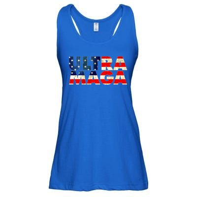 Ultra Maga USA American Flag Ladies Essential Flowy Tank