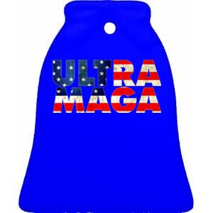 Ultra Maga USA American Flag Ceramic Bell Ornament