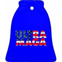 Ultra Maga USA American Flag Ceramic Bell Ornament