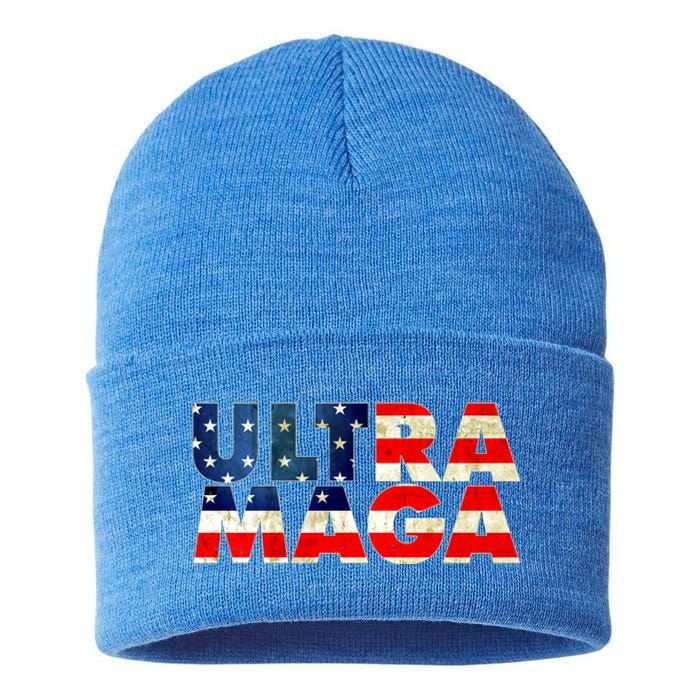 Ultra Maga USA American Flag Sustainable Knit Beanie