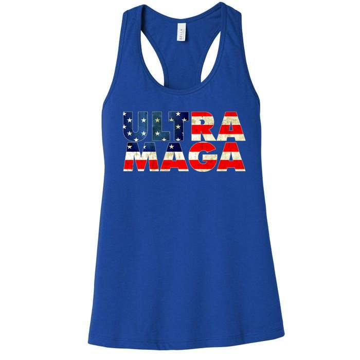 Ultra Maga USA American Flag Women's Racerback Tank