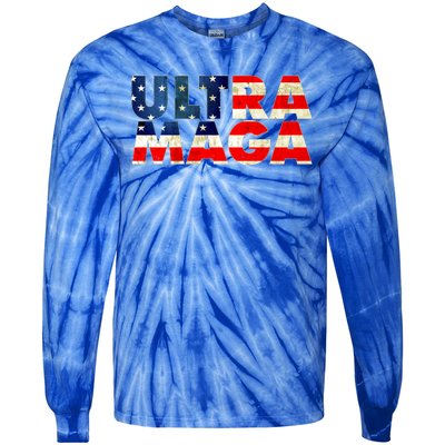 Ultra Maga USA American Flag Tie-Dye Long Sleeve Shirt