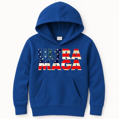 Ultra Maga USA American Flag Kids Hoodie