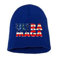 Ultra Maga USA American Flag Short Acrylic Beanie