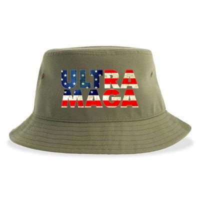 Ultra Maga USA American Flag Sustainable Bucket Hat