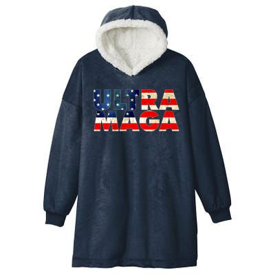 Ultra Maga USA American Flag Hooded Wearable Blanket