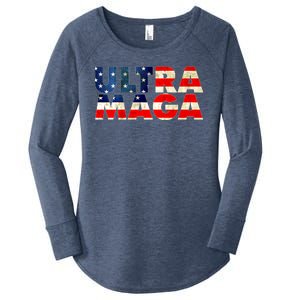 Ultra Maga USA American Flag Women's Perfect Tri Tunic Long Sleeve Shirt