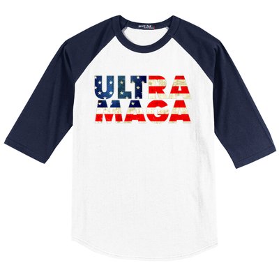 Ultra Maga USA American Flag Baseball Sleeve Shirt