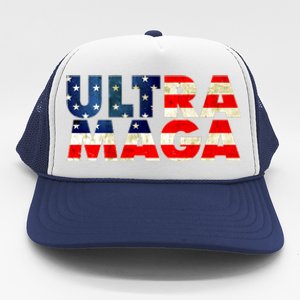 Ultra Maga USA American Flag Trucker Hat