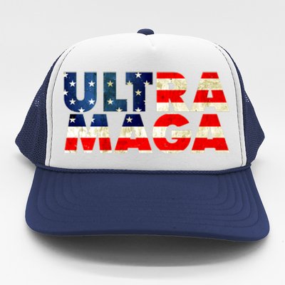 Ultra Maga USA American Flag Trucker Hat