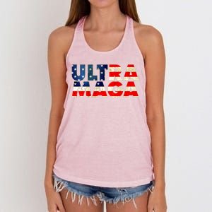 Ultra Maga USA American Flag Women's Knotted Racerback Tank