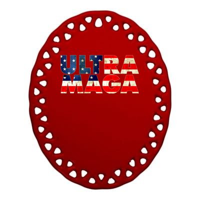 Ultra Maga USA American Flag Ceramic Oval Ornament