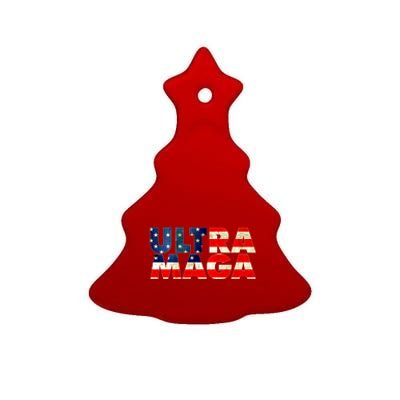 Ultra Maga USA American Flag Ceramic Tree Ornament