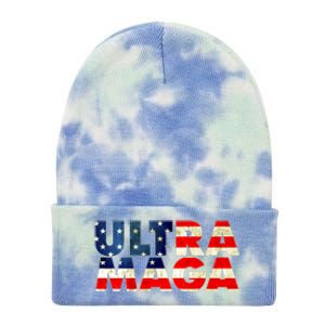 Ultra Maga USA American Flag Tie Dye 12in Knit Beanie