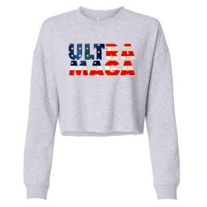 Ultra Maga USA American Flag Cropped Pullover Crew