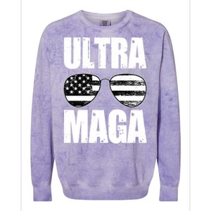 Ultra Maga USA Flag Sunglasses Colorblast Crewneck Sweatshirt