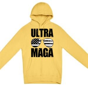 Ultra Maga USA Flag Sunglasses Premium Pullover Hoodie