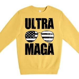 Ultra Maga USA Flag Sunglasses Premium Crewneck Sweatshirt