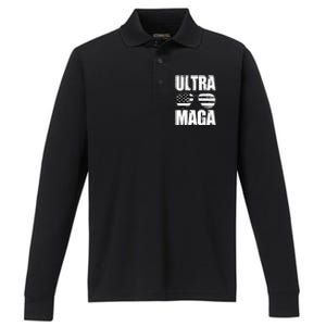 Ultra Maga USA Flag Sunglasses Performance Long Sleeve Polo