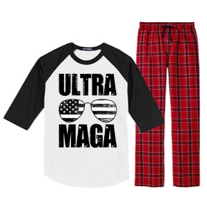 Ultra Maga USA Flag Sunglasses Raglan Sleeve Pajama Set