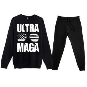 Ultra Maga USA Flag Sunglasses Premium Crewneck Sweatsuit Set