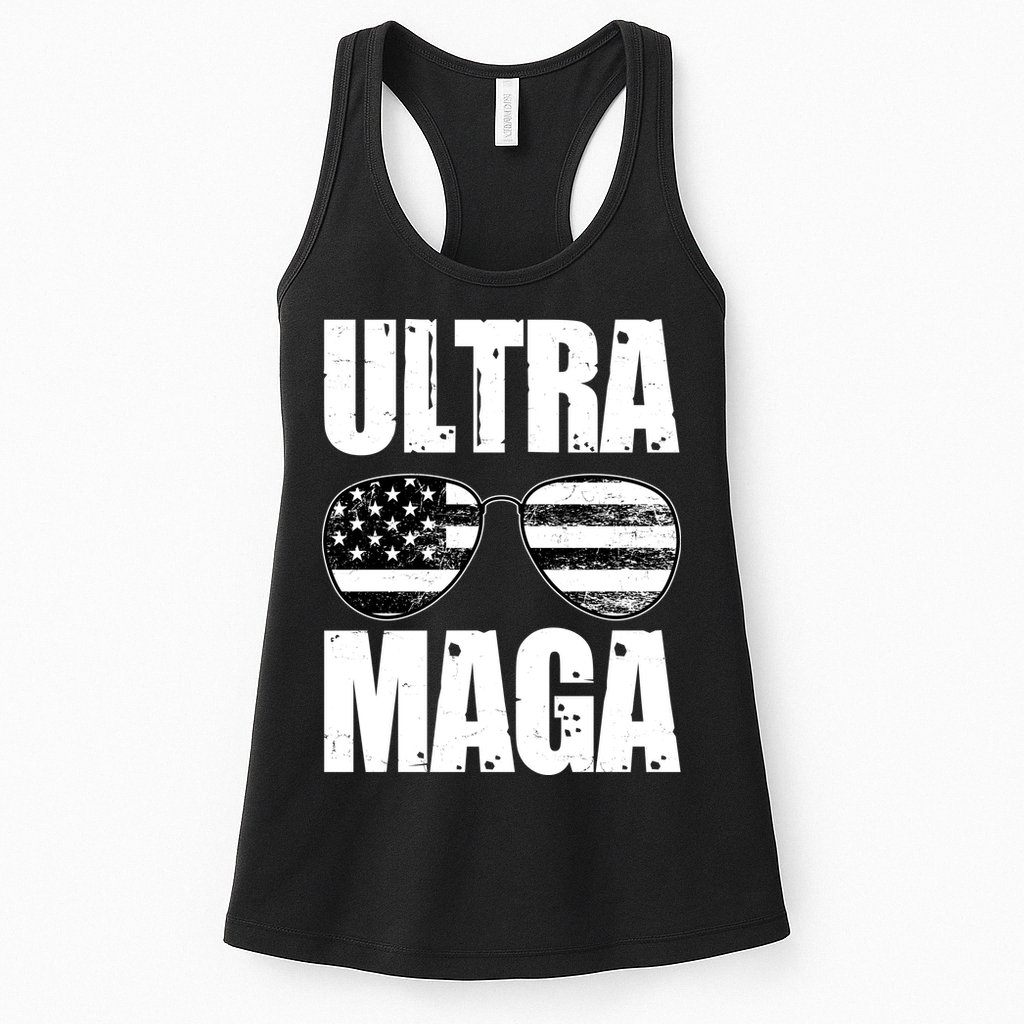 Ultra Maga USA Flag Sunglasses Womens Tank Top