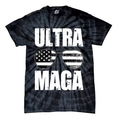 Ultra Maga USA Flag Sunglasses Tie-Dye T-Shirt
