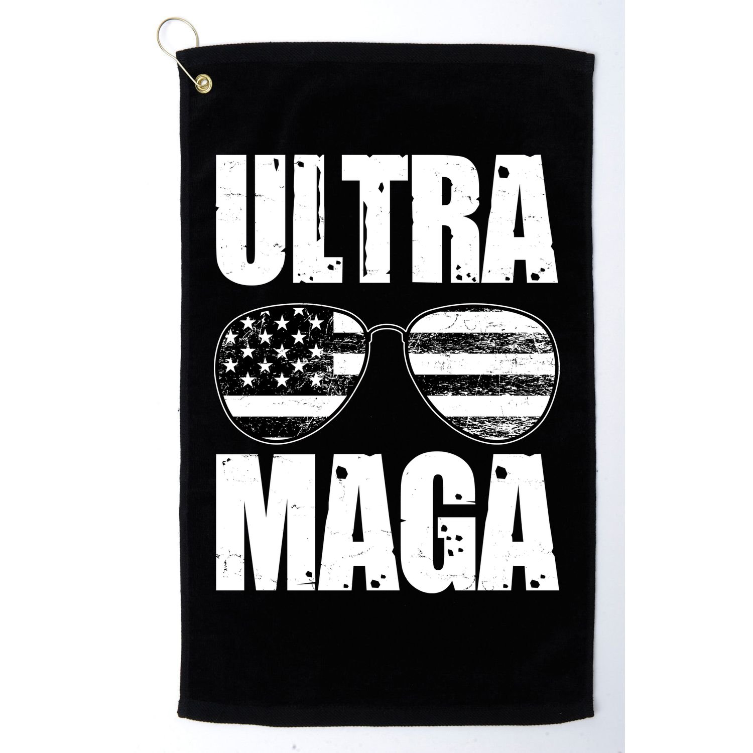 Ultra Maga USA Flag Sunglasses Golf Towel