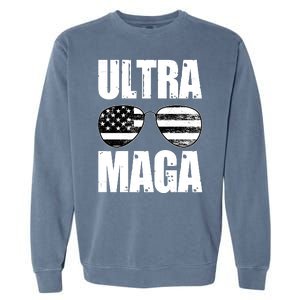 Ultra Maga USA Flag Sunglasses Garment-Dyed Sweatshirt