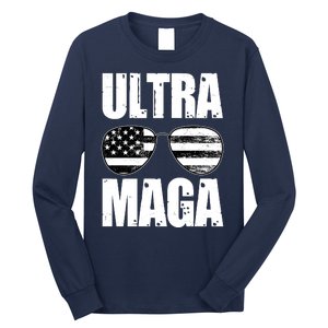 Ultra Maga USA Flag Sunglasses Long Sleeve Shirt