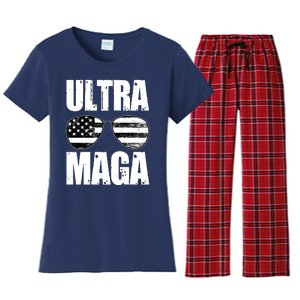 Ultra Maga USA Flag Sunglasses Women's Flannel Pajama Set