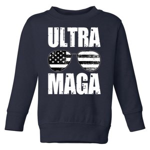 Ultra Maga USA Flag Sunglasses Toddler Sweatshirt