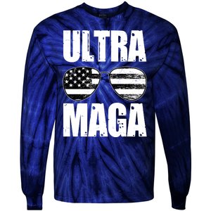 Ultra Maga USA Flag Sunglasses Tie-Dye Long Sleeve Shirt