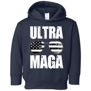 Ultra Maga USA Flag Sunglasses Toddler Hoodie