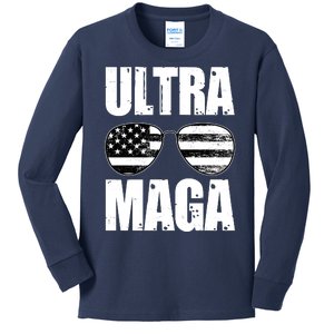 Ultra Maga USA Flag Sunglasses Kids Long Sleeve Shirt