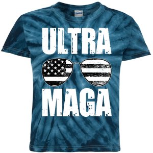 Ultra Maga USA Flag Sunglasses Kids Tie-Dye T-Shirt