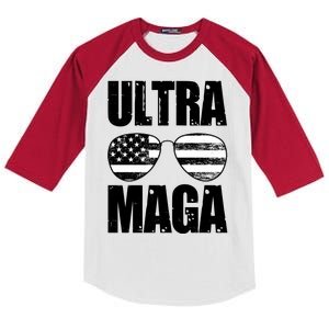 Ultra Maga USA Flag Sunglasses Kids Colorblock Raglan Jersey