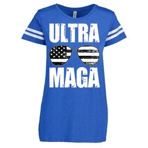 Ultra Maga USA Flag Sunglasses Enza Ladies Jersey Football T-Shirt