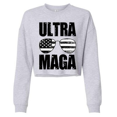 Ultra Maga USA Flag Sunglasses Cropped Pullover Crew