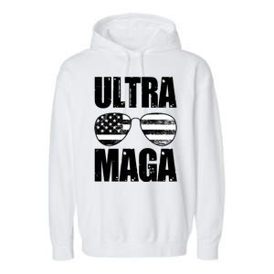 Ultra Maga USA Flag Sunglasses Garment-Dyed Fleece Hoodie