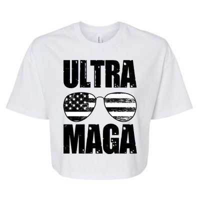 Ultra Maga USA Flag Sunglasses Bella+Canvas Jersey Crop Tee