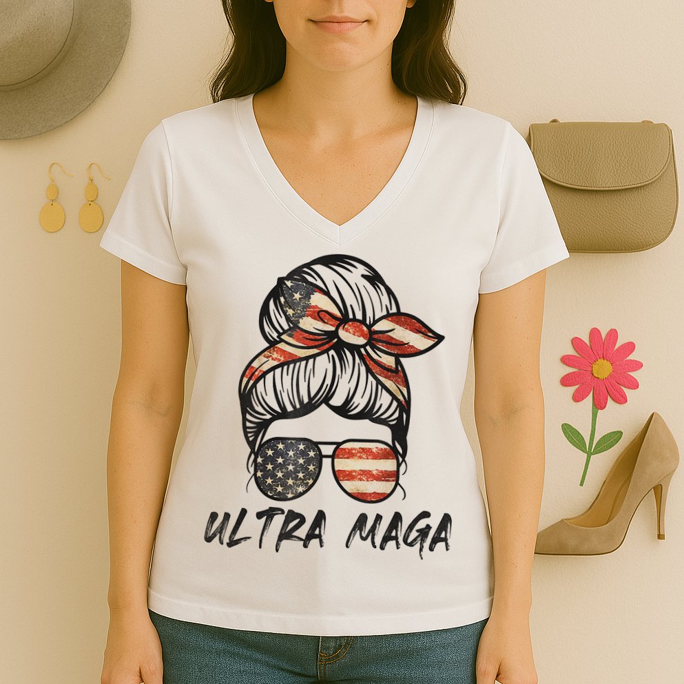 Ultra Maga USA Women's V-Neck T-Shirt