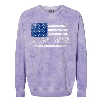 Ultra Maga Us Flag Usa Top American Ultra Mega Colorblast Crewneck Sweatshirt