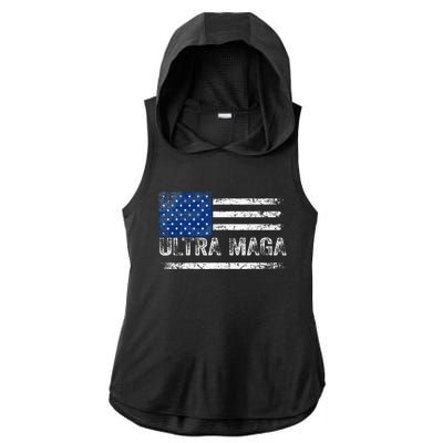 Ultra Maga Us Flag Usa Top American Ultra Mega Ladies PosiCharge Tri-Blend Wicking Draft Hoodie Tank