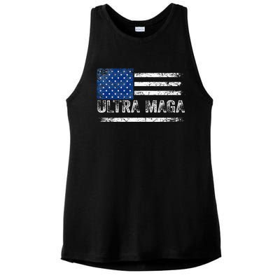 Ultra Maga Us Flag Usa Top American Ultra Mega Ladies PosiCharge Tri-Blend Wicking Tank