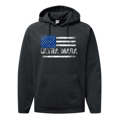 Ultra Maga Us Flag Usa Top American Ultra Mega Performance Fleece Hoodie