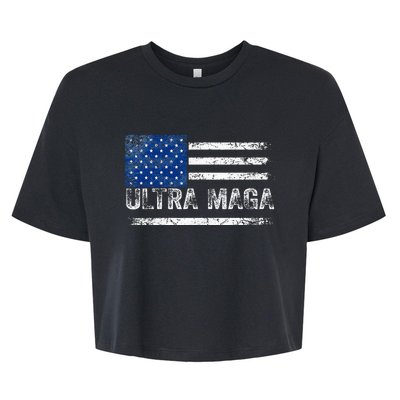 Ultra Maga Us Flag Usa Top American Ultra Mega Bella+Canvas Jersey Crop Tee